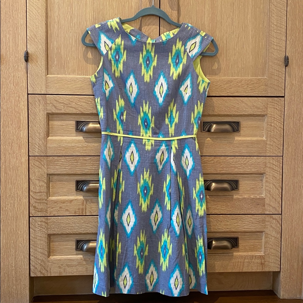 Tahari Vibrant Ikat Pattern Dress